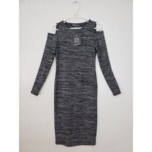 (Ma) Chelsea & Theodore Womens Dress Size S Cold Shoulder Bodycon Festival Gray